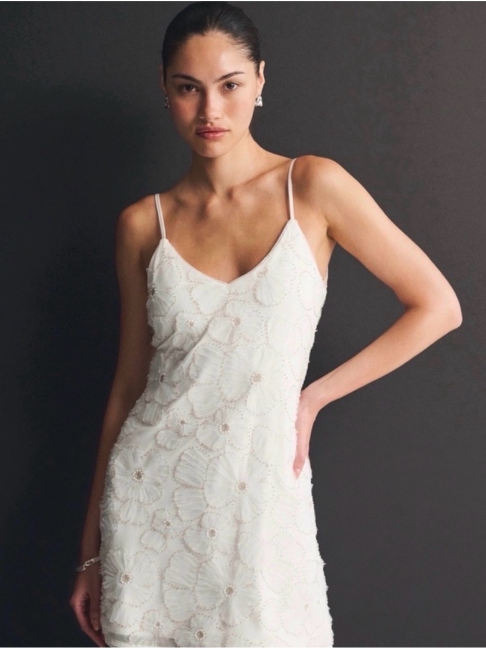 Abercrombie & Fitch White Beaded Mini Dress